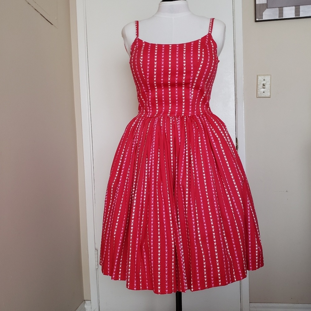 Pinup Girl Clothing Red Heart Stripe Jenny Dress